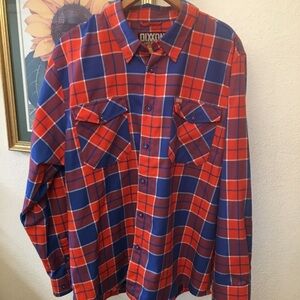 Dixxon Men's Red and Blue Plaid Shirt